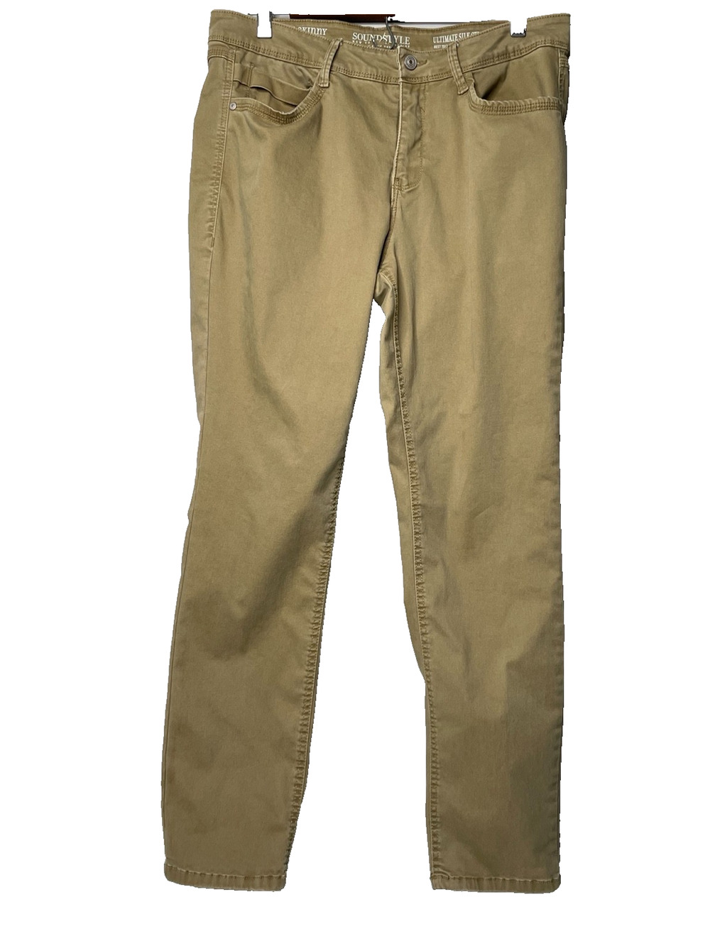 SoundStyle Jamie Skinny Pants Womens 14 Khaki Ultimate Silk Stretch Slim Sleek